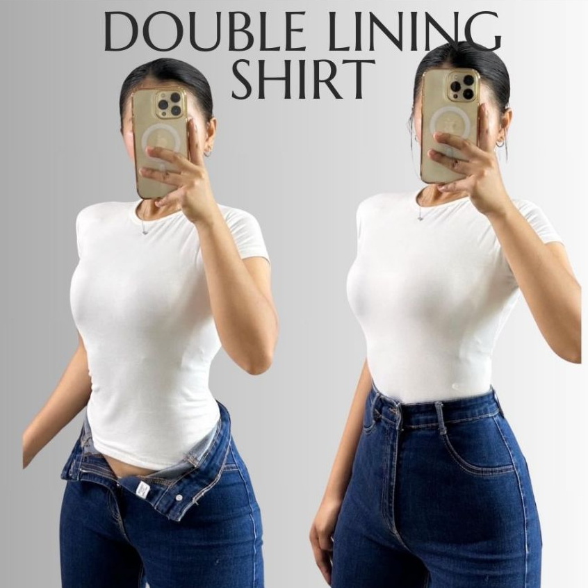 I APHRO I BASIC TOP DOUBLE LINING SHIRT FULL LENGTH BODY HUGGING ...