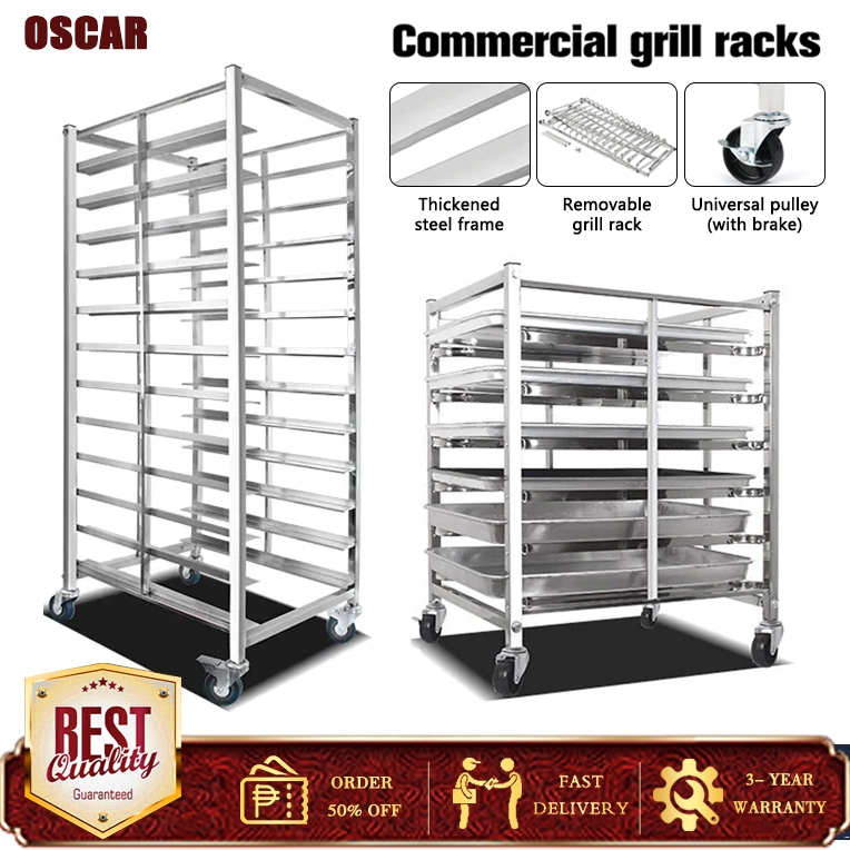 Stainless Steel Baking Tray Rack Car 6/12/15 Layers Baking Cake Room ...