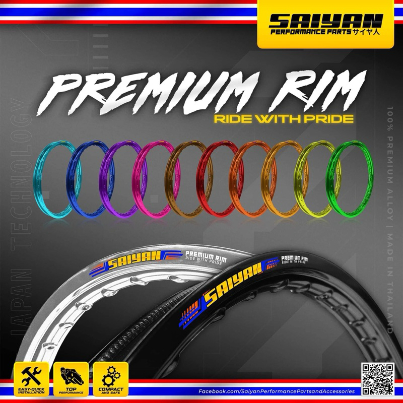 SAIYAN-PREMIUM/RIM-BLACK-SILVER-RED/17s | Shopee Philippines