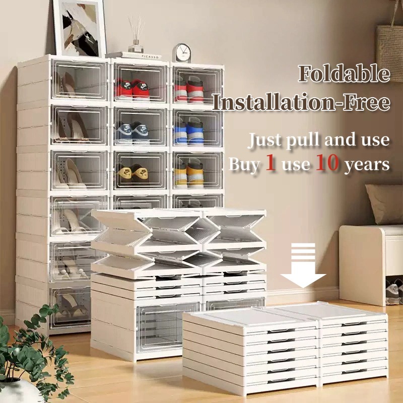 3/6/9 Layers Foldable Transparent Shoe Rack Cabinet Dustproof Shoes ...
