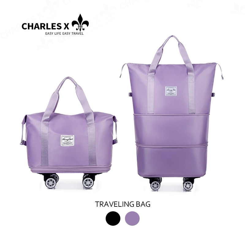 #COD Large Capacity Travel Bag 3-layer Expandable Foldable Bag Waterproof  Silent Swivel Wheels