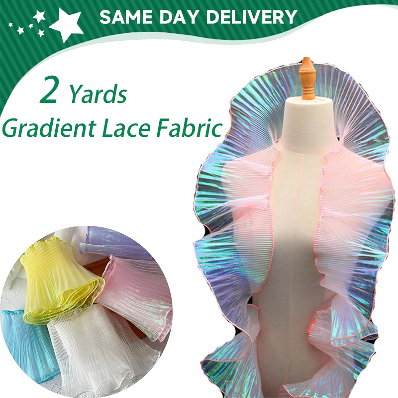 2.2 Yards Retro Ruffle Pleated Lace Trimming Width 15CM Organza Cuffs ...