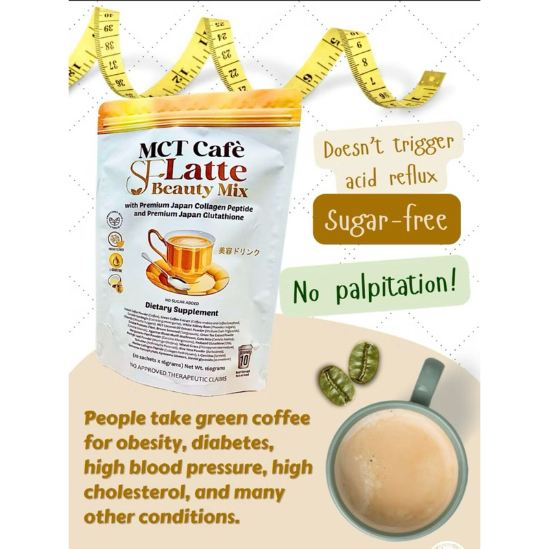 NEW! SLIMFAIR COFFEE LATTE WITH JAPAN COLLAGEN AND GLUTATHIONE (1 PACK - 10 SACHETS)