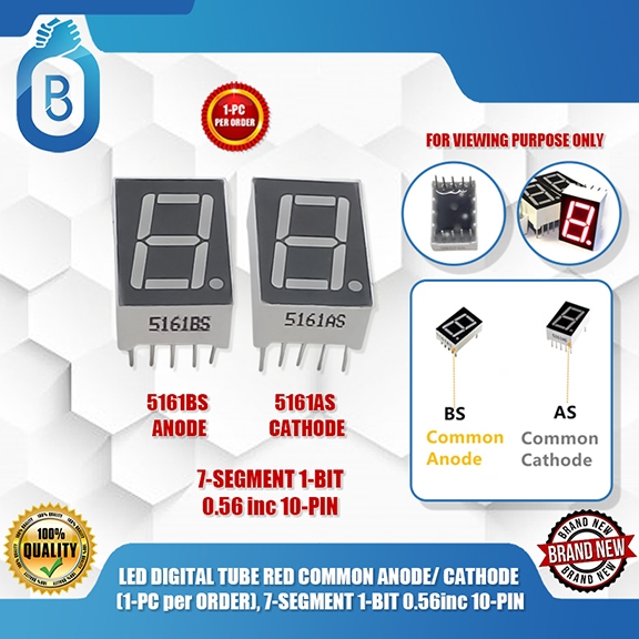 LED DIGITAL TUBE RED COMMON ANODE/ CATHODE (1-PC per ORDER), 7-SEGMENT ...