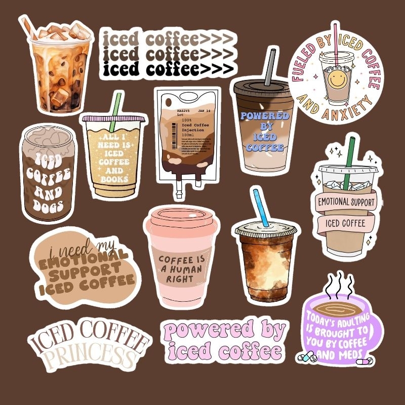 Iced Coffee Stickers | Vinyl Matte Laminated Waterproof and ...