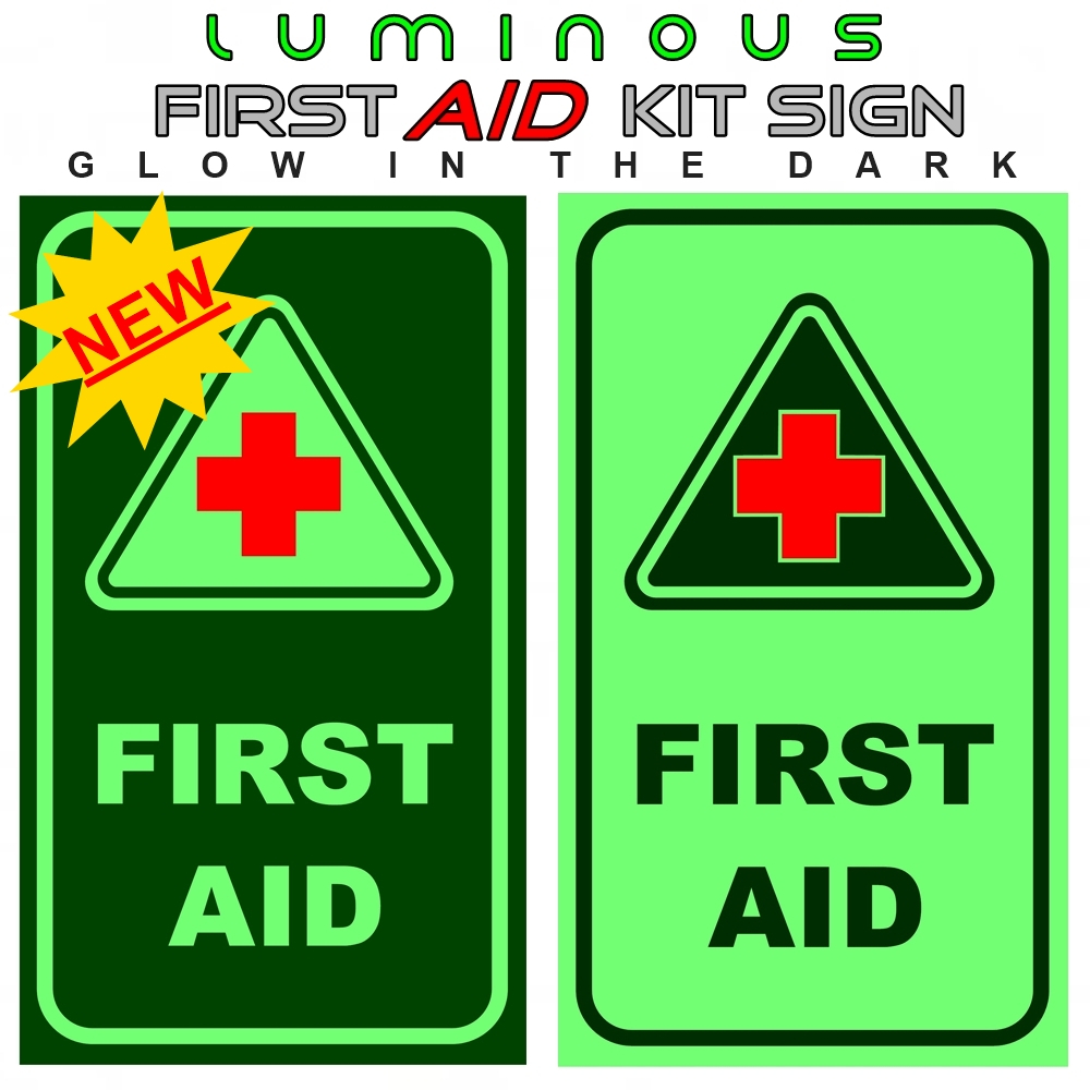 Luminous Emergency First Aid Kit SIGN Glow in the Dark in 3mm Sintra ...