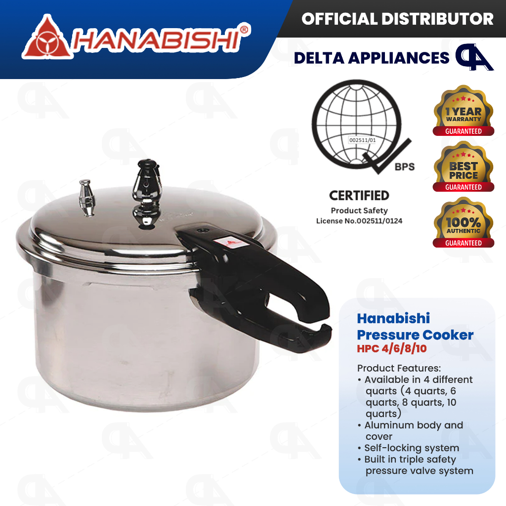 Hanabishi Pressure Cooker 10 Quart Self Locking Durable Thick
