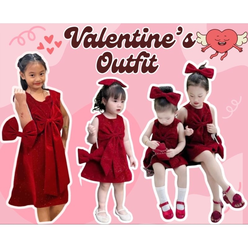 Red Ribbon Dress/Valentines Outfit for Girls | Shopee Philippines