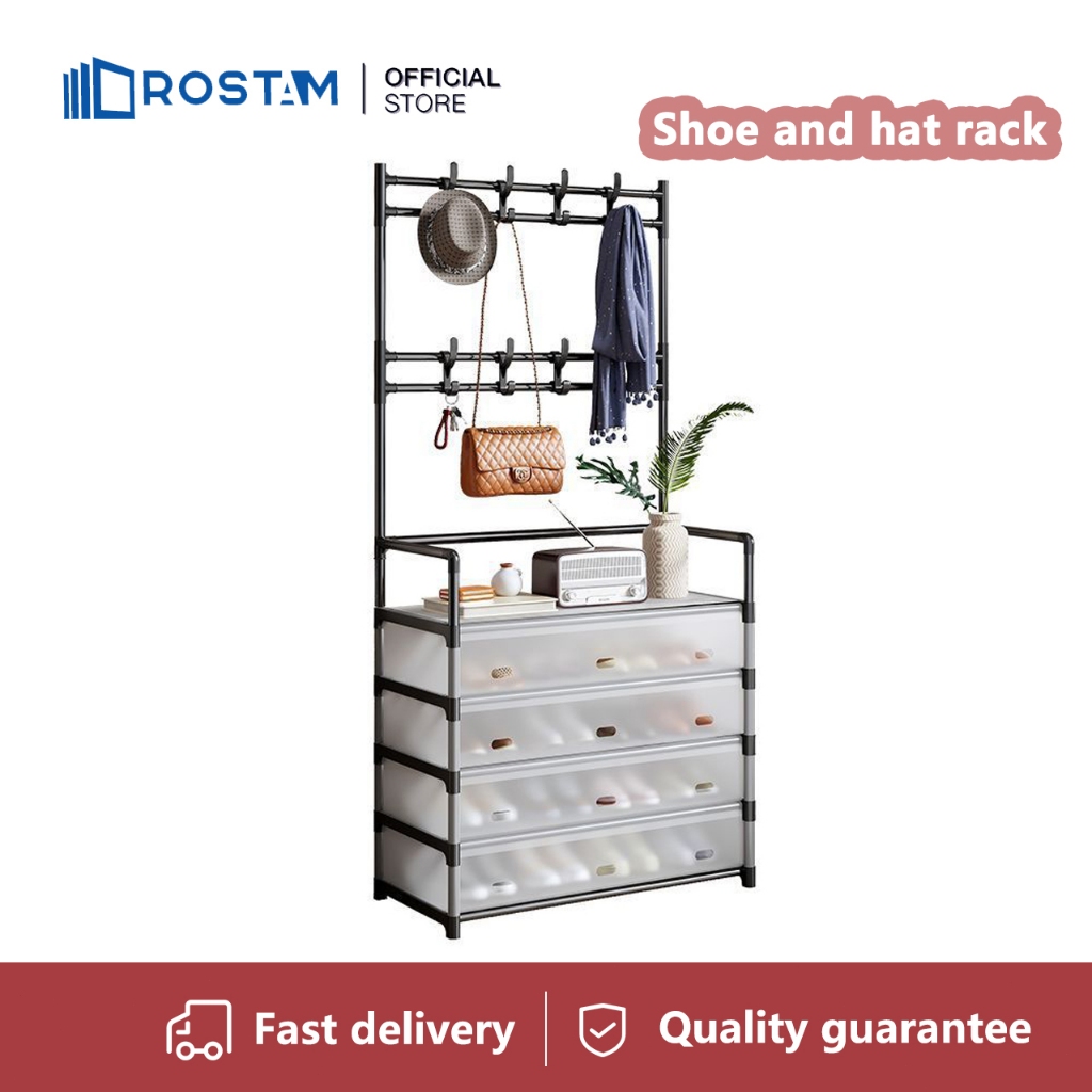 Shoe Hat Rack/Shoe Cabinet Plastic Dustproof Big Capacity Floor Coat ...