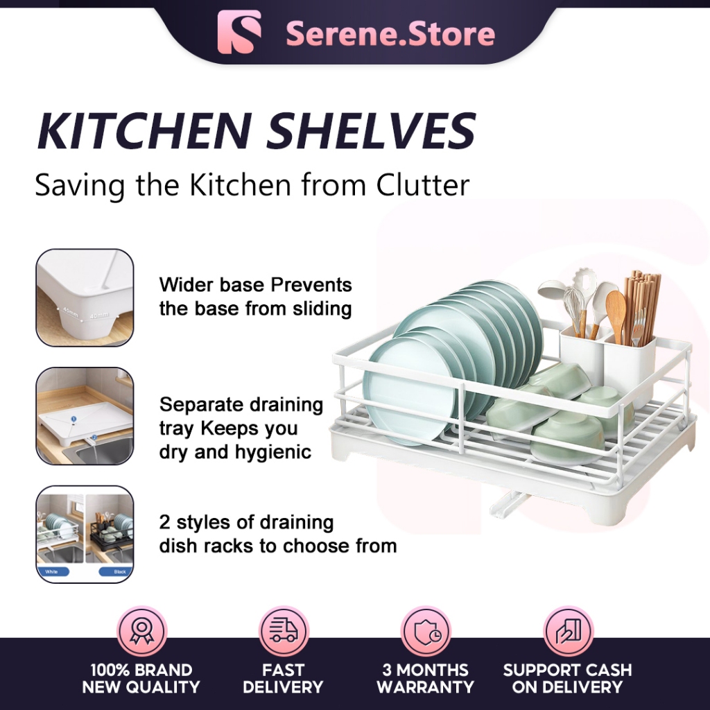 Dish Rack Multifunctional Storage Dish Rack Drying Dish Rack with Drain ...