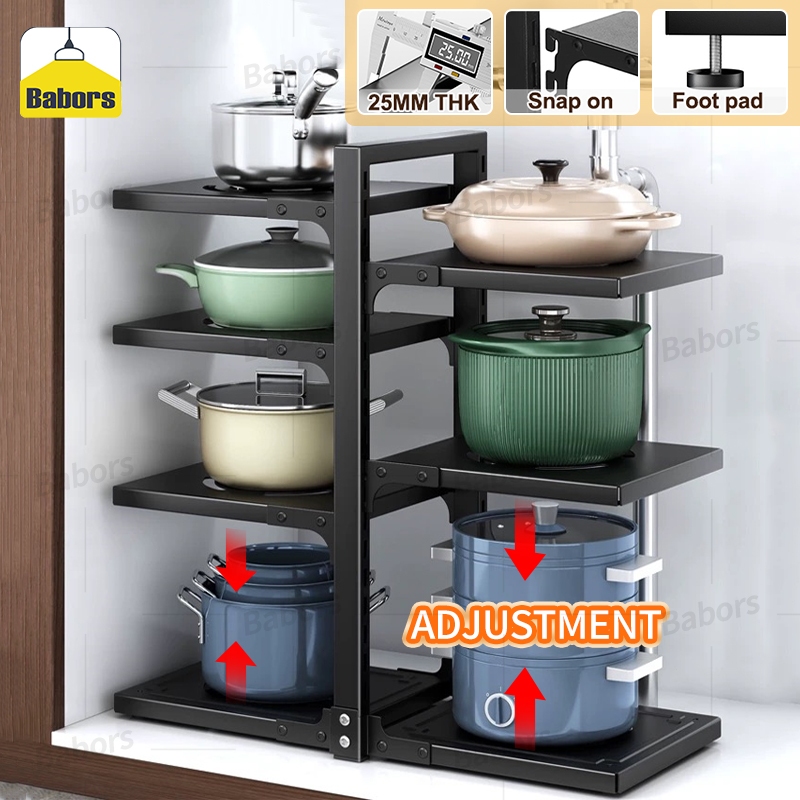 Kitchen Rack 2-7 layer Kitchen Pan Organizer Pot Adjustable Under Sink ...