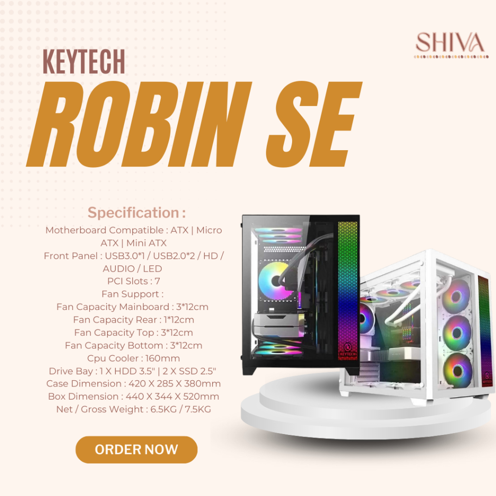 Keytech Robin SE Gaming Case for ATX MATX ITX Available in Black and ...