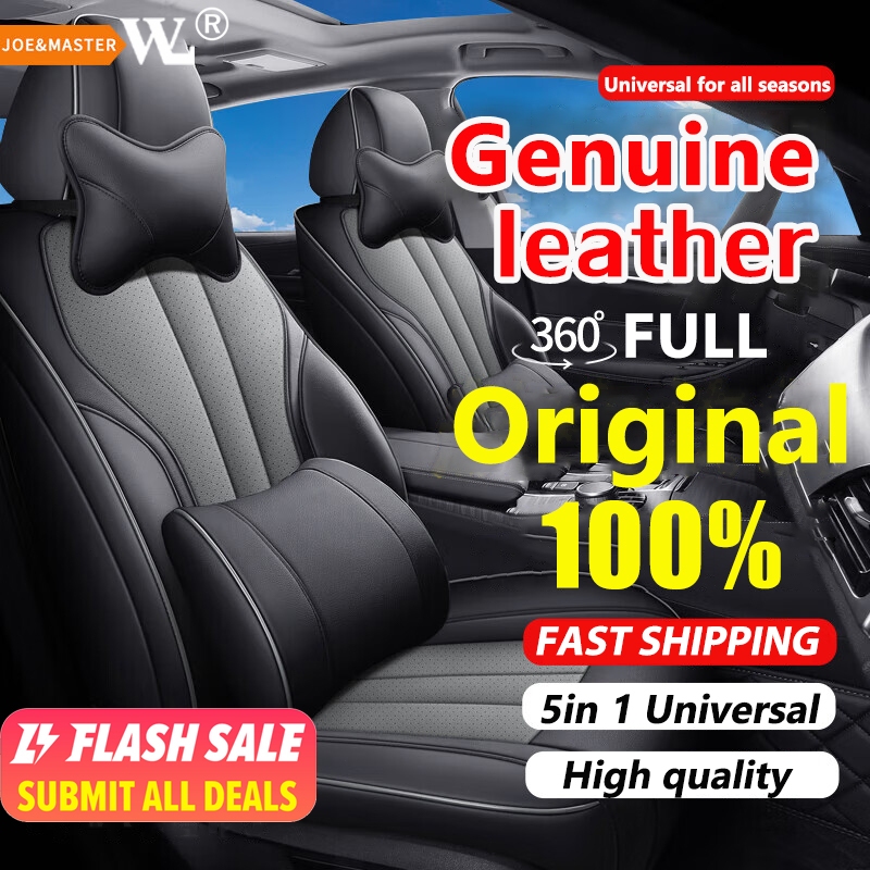 【100%Leather】Car Seat Cover universal 5 Seat Waterproof brea thable ...