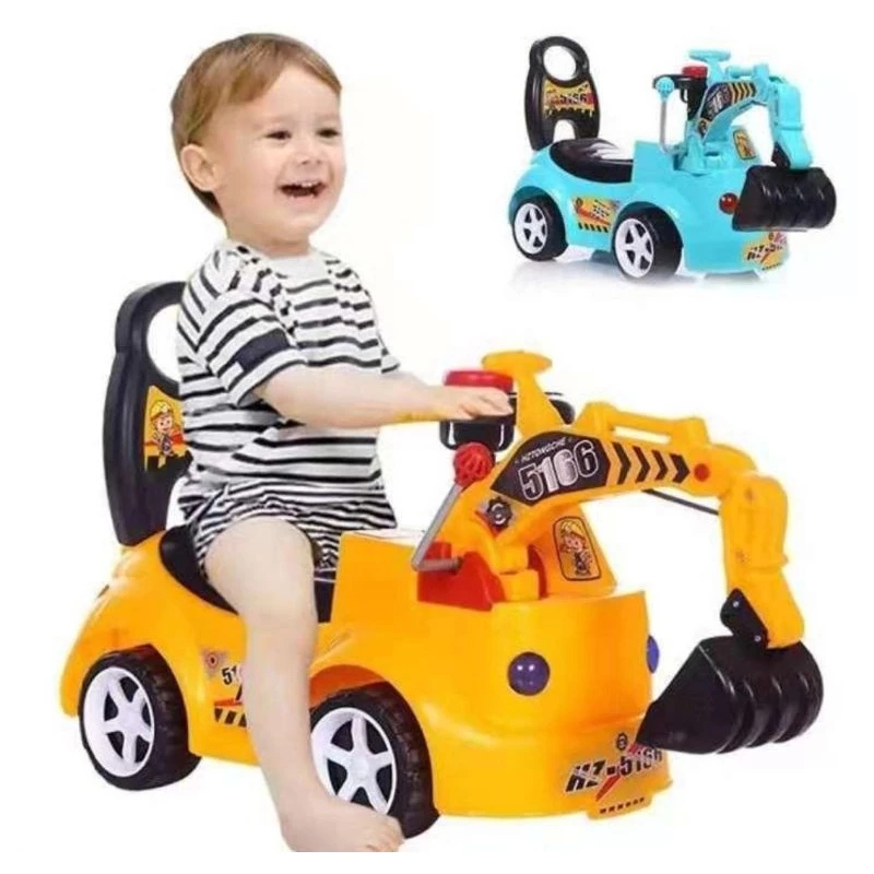 TOPTOYS Large Excavator Backhoe Digger Grabber Ride-On Toy Car for Kids ...