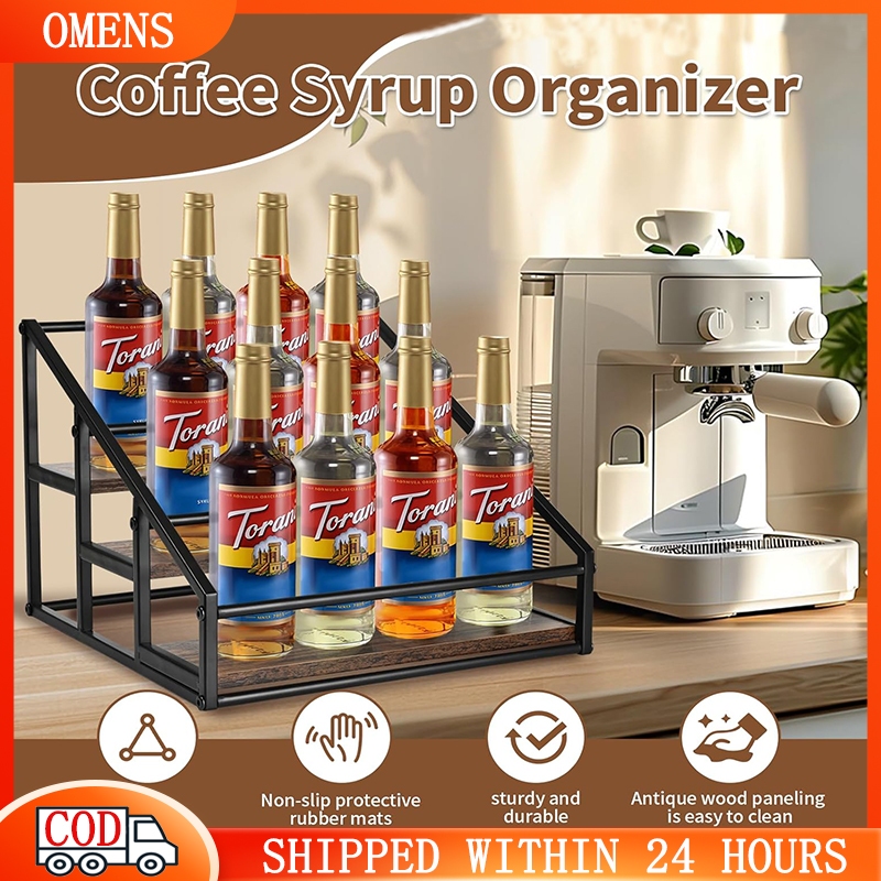 Coffee Syrup Rack Organizer Spice Rack 3 Tier Rack Wine Storage Stand ...