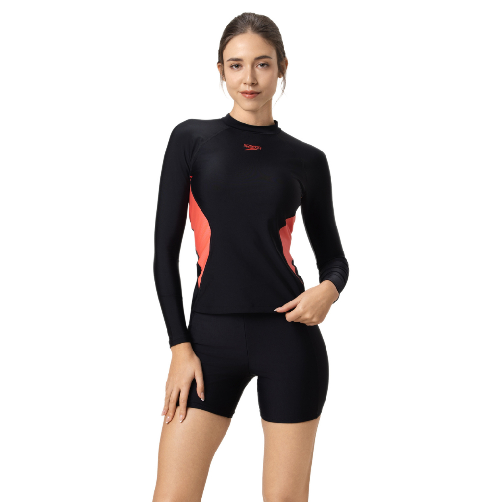 Speedo Long Sleeve Rash Top and Jammer Set (Black/Coral Sands) | Shopee ...