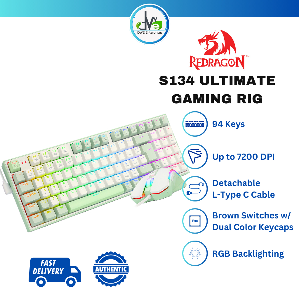 REDRAGON S134 ULTIMATE GAMIG RIG Mechanical Keyboard + Mouse Combo ...