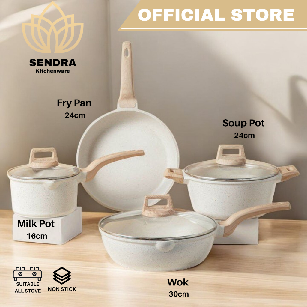 Non Stick Frying Pan kitchen cookware set 4 pcs work pot Suitable all ...