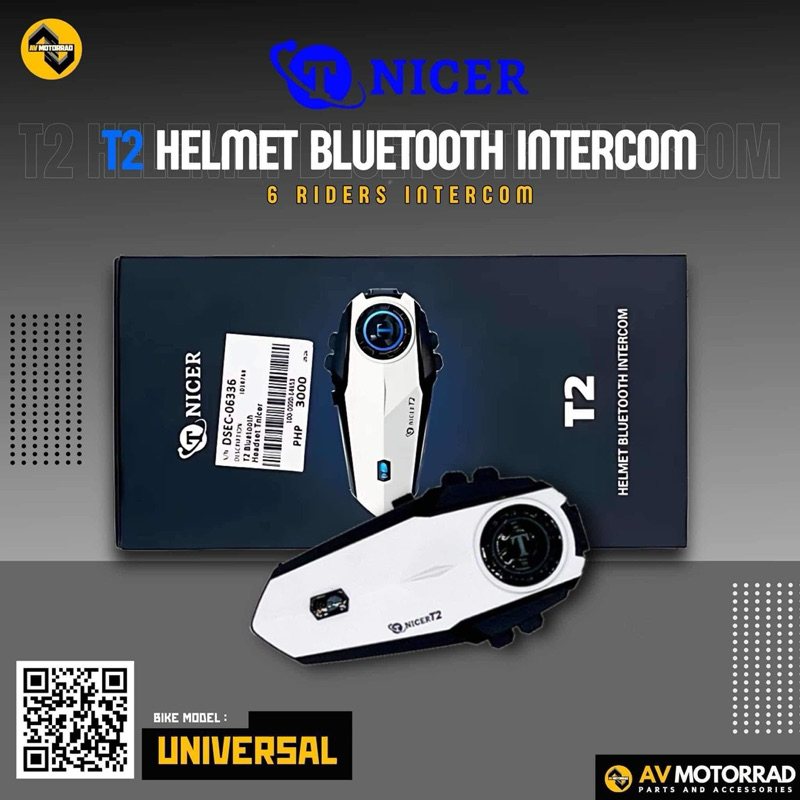 SEC (TNICER) T2 HELMET BLUETOOTH INTERCOM | Shopee Philippines