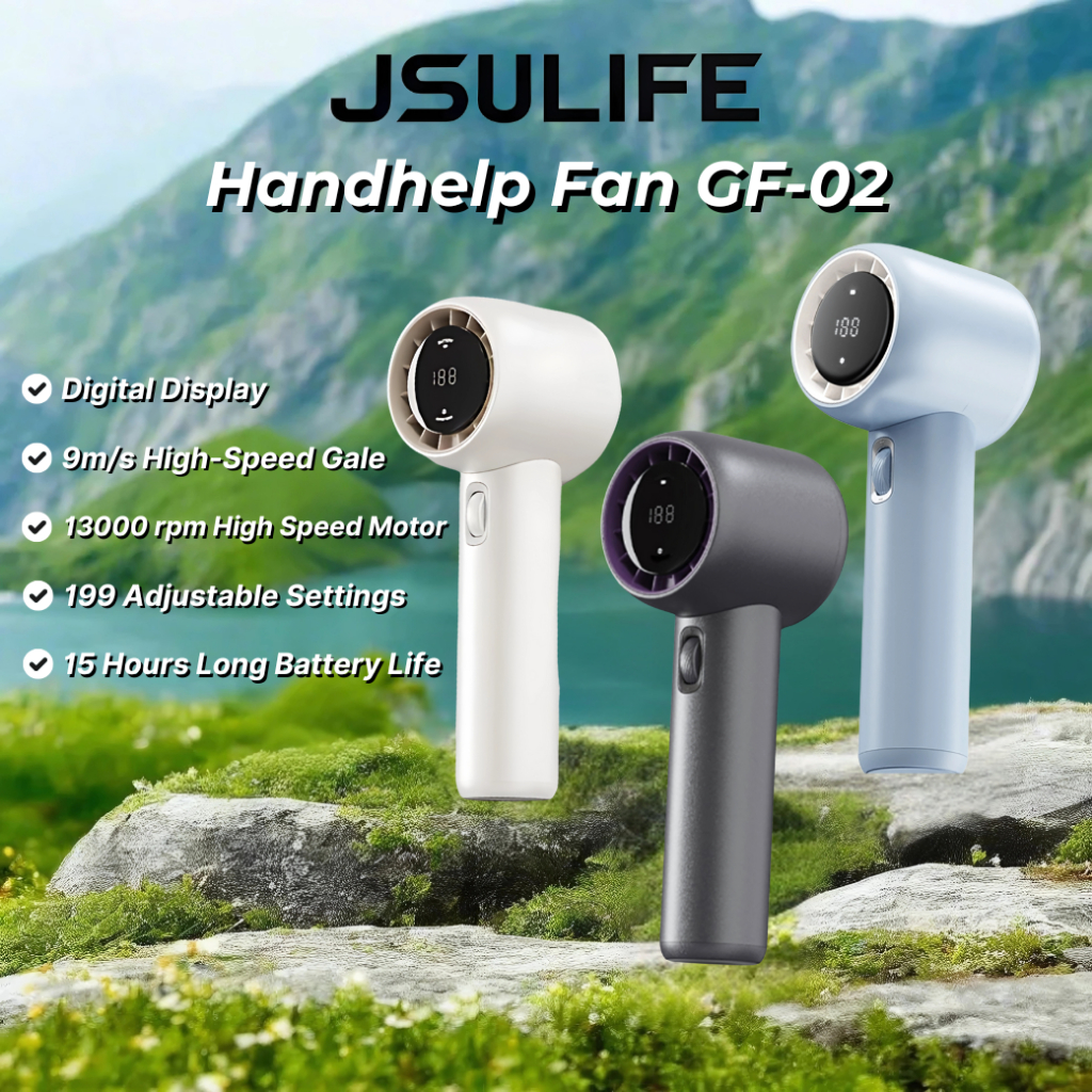 𝑱𝑰𝑺𝑼𝑳𝑰𝑭𝑬 Handheld Fan GF-02 Mini Fan Rechargeable Jet Fan Strong Wind ...