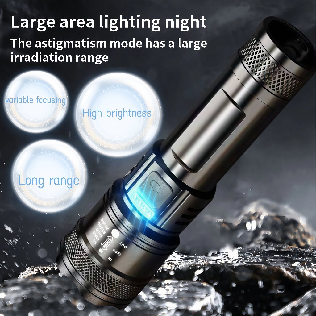 Super Bright Zoom LED Flashlight Rechargeable Waterproof Lamp Camping ...