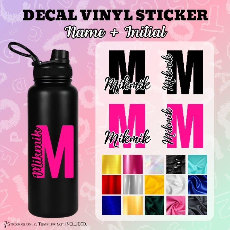 Personalized Initial and Name Decal Vinyl Sticker l Waterproof Vinyl ...