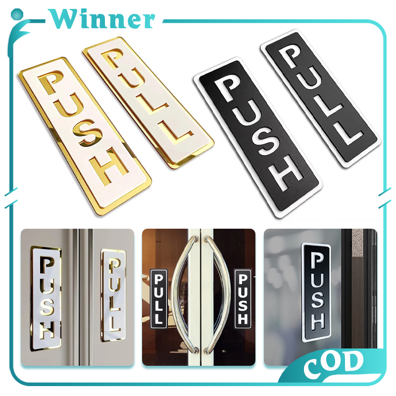 Push Pull Door Sign Vertical 3D Acrylic Letters Effect Stylish Door ...