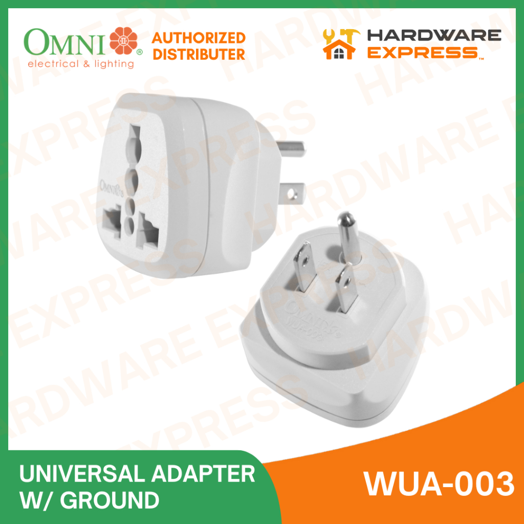 Omni WUA-003 Universal Adapter Adaptor w/ Ground 15A 250V (Sold per pc ...