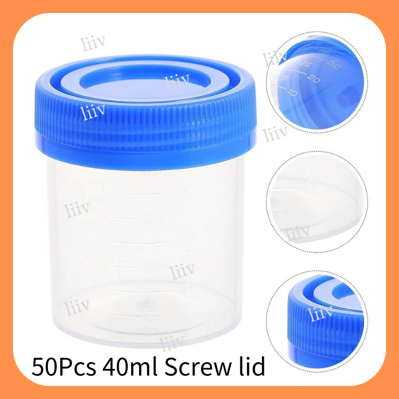 50Pcs Screw Specimen Cup 40ml Urine Cups Specimen Containers Srew Cap ...