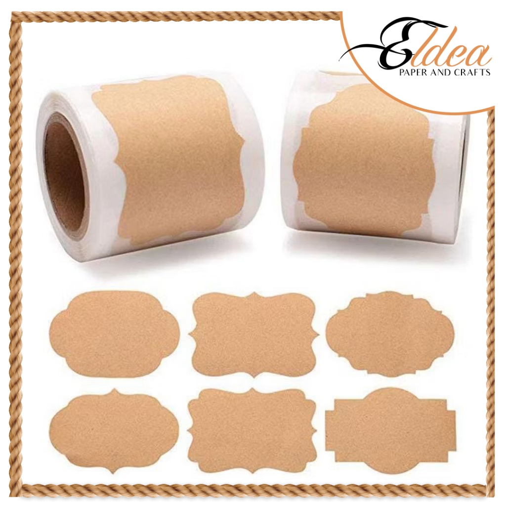 6 Designs of 300pcs Kraft Sticker, for Label, Tags, Gift Tags, Folder ...