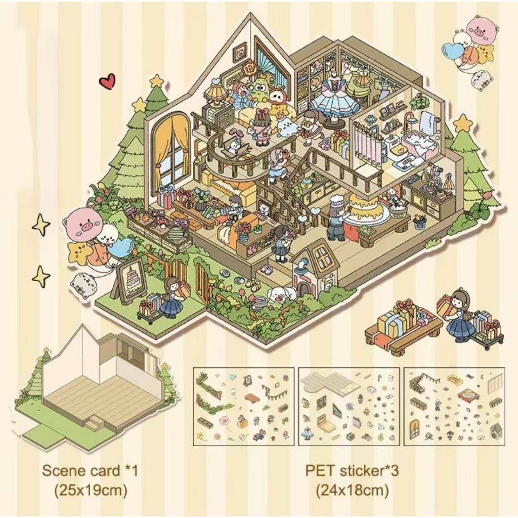 Large Size 3D Stickers Miniature PET Stickers Cute Cartoon Handbook diy ...