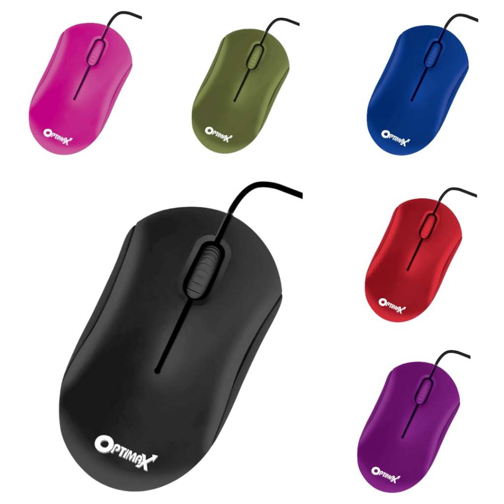 OPTIMAX Colorful USB Wired Optical Mouse 800DPI for PC & Laptop ...