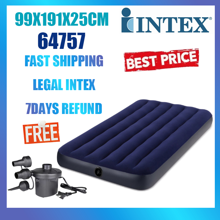 INTEX 64757 99x191x25cm Inflatable Air Bed Mattress Dura-Beam Series ...