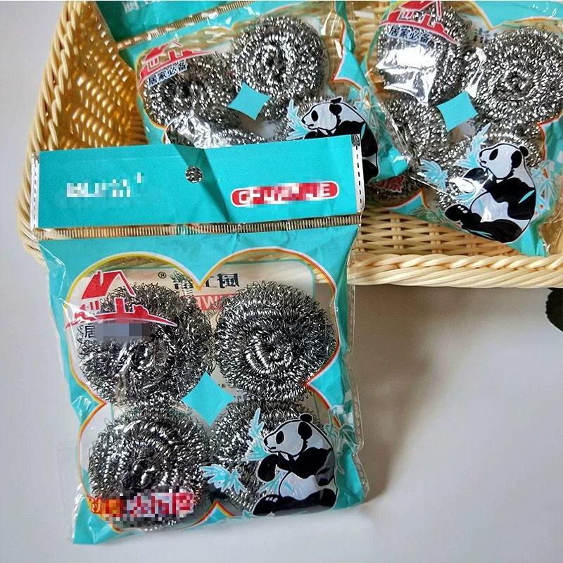 4 Pcs Metal Scouring Pad Scourer Sponge Stainless Steel Scrubber ...