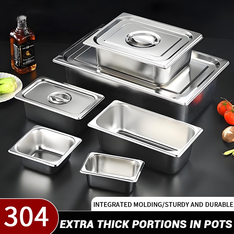 304 stainless steel restaurant with lid thickened buffet food storage ...