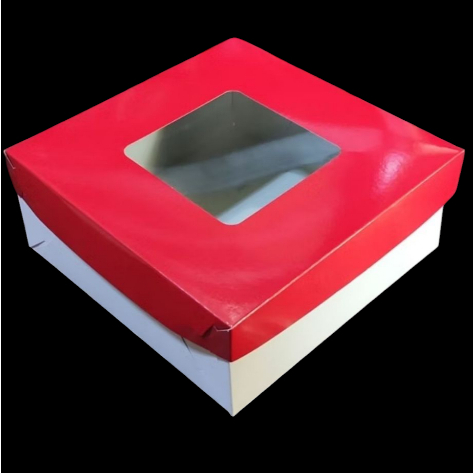 10X10X3 inches CAKE BOX PLAIN RED W/WINDOW (10 SETS) | Shopee Philippines