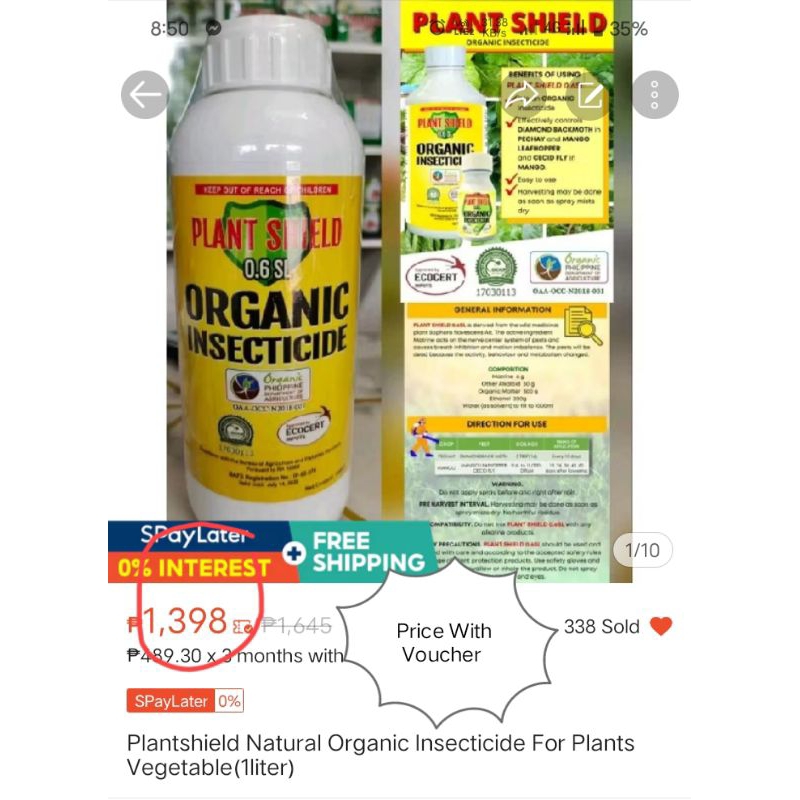 Plantshield Natural Organic Insecticide For Plants Vegetable(1liter ...