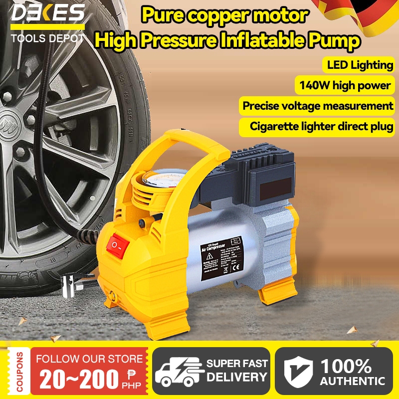 Quick Inflation Pump with LED Light, Accurate Pressure Gauge, 12V for ...