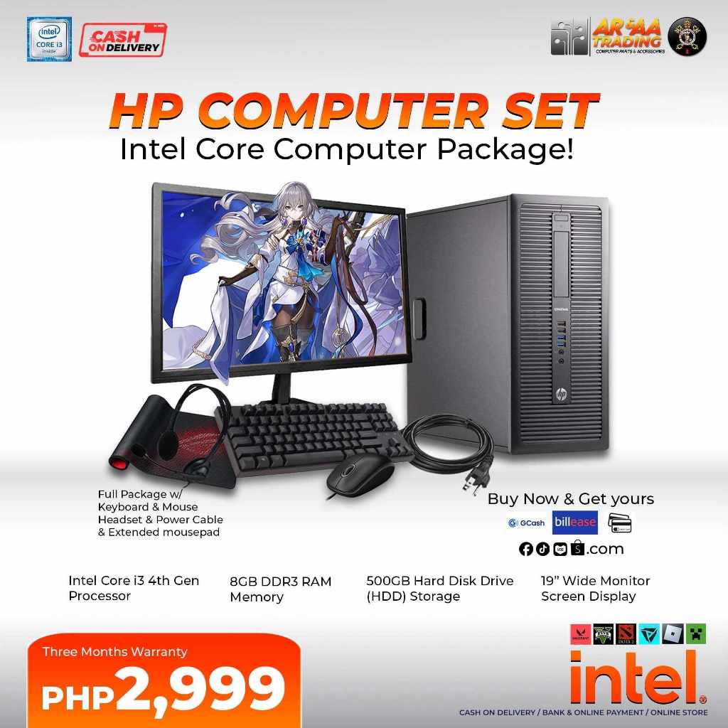 Computer Set 2ndhand CPU DELL/LENOVO/HP i3/i5 4TH GEN 8GB 500GB HDD 20 ...