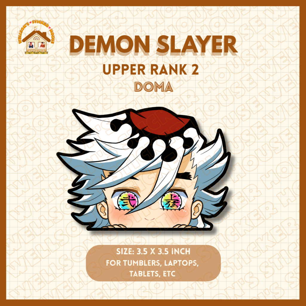 Anime Demon Slayer Upper Rank 2 - Doma Vinyl Waterproof Matte Peeker ...