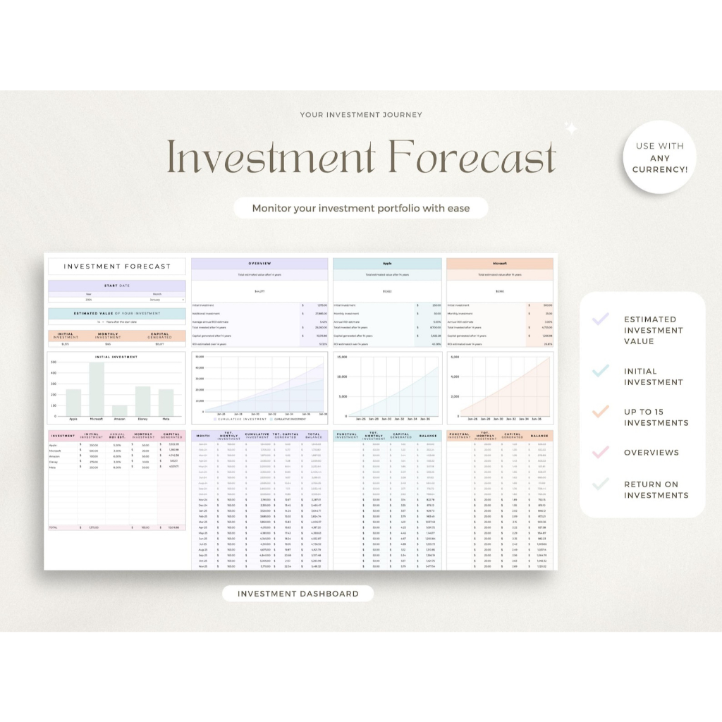 Digital Planner, Investment Tracker Stock Portfolio Spreadsheet Google ...
