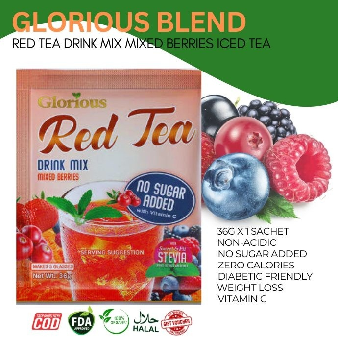 Red Tea Drink Mix Mixed Berries Iced Tea No Sugar Added with Vitamin C ...