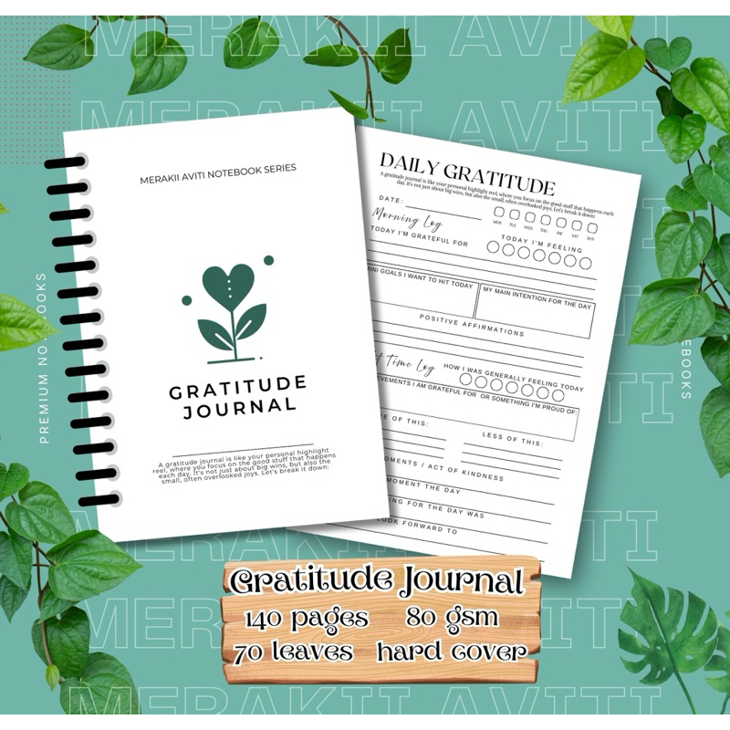 GRATITUDE JOURNAL NOTEBOOK | A5 | 70 LEAVES | Shopee Philippines