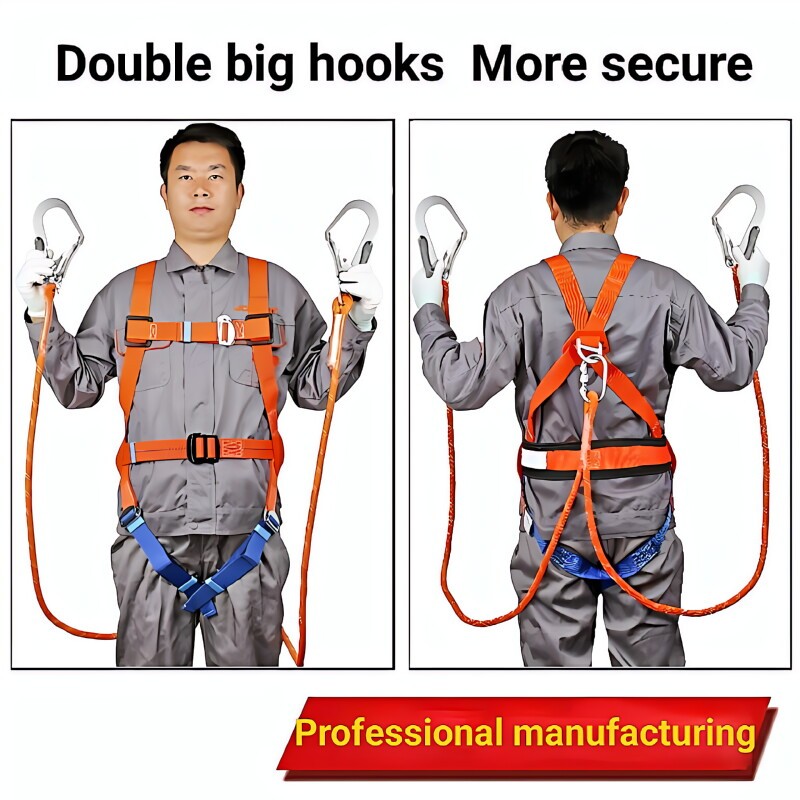 Double Large Hook Fall Protection Harness Full Body Safety Harness ...