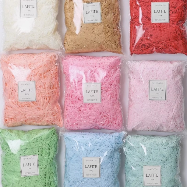 100g Colored Raffia Shredded Paper Silk Wedding Gift Box Filling Raffia ...