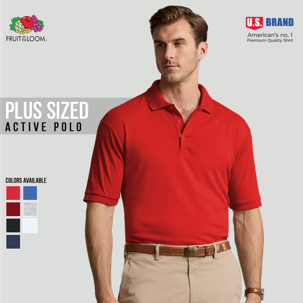 Fruit of the Loom Active Polo Shirt for Men & Women Cotton Plain Men's ...