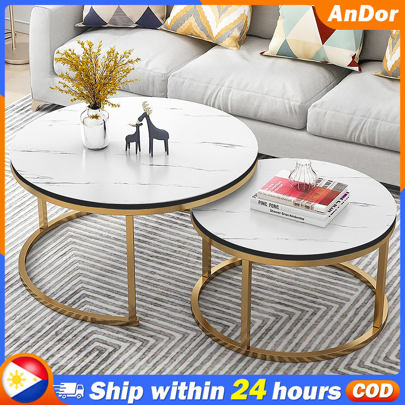 Nordic Style Living Room Tea Table Side Table Small Round Combination ...