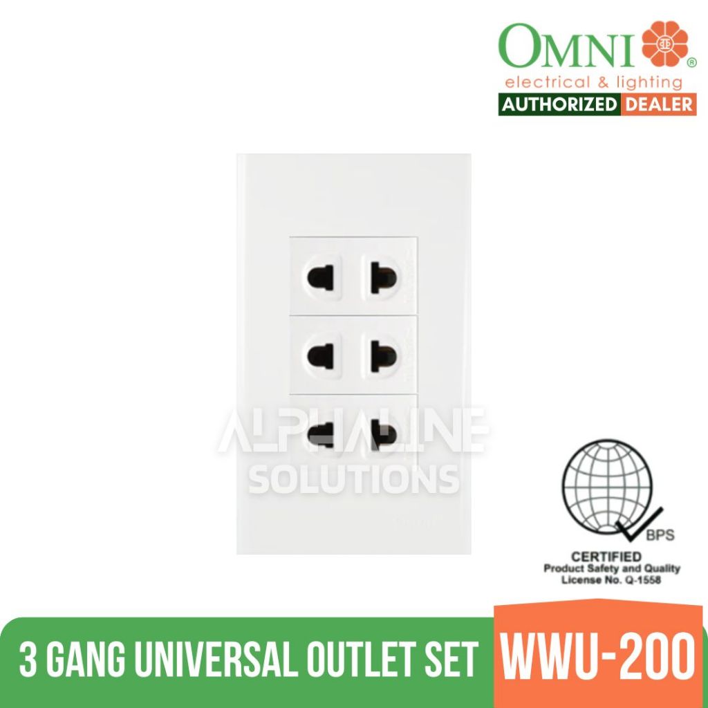 Omni Wide Series Universal Outlet with Plate WWU-200 16A 1 Gang, 2 Gang ...