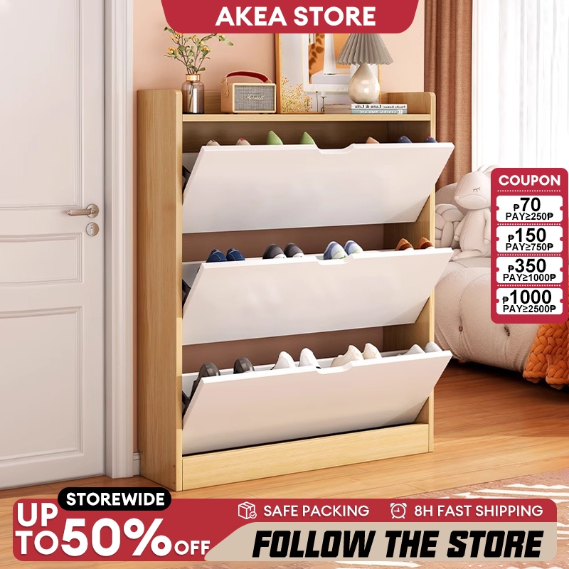 Shoe Cabinet Wood Flip Shoe Rack Cabinet Space Saving for Living Room ...