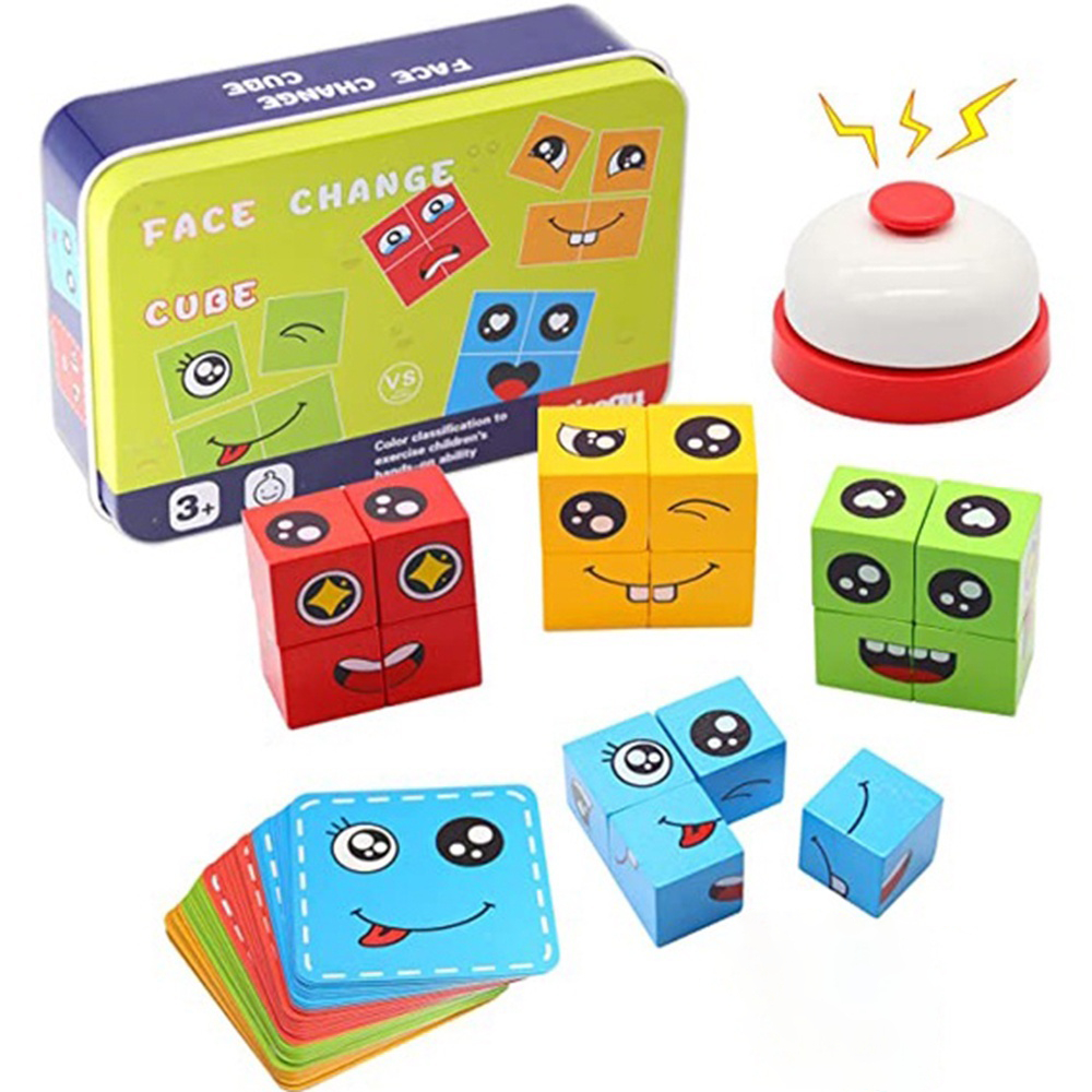 New 72pc Cards Wooden Face-changing Magic Cube Building Blocks ...